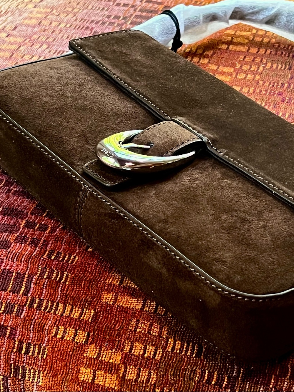 NWT Staud Harlow Suede Shoulder Bag Truffle Suede - Picture 10 of 16